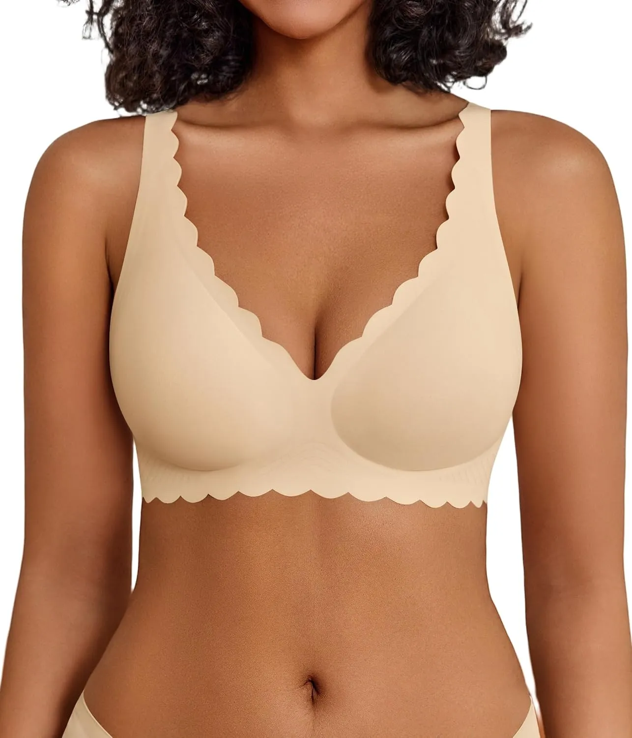 Avidlove Wireless Bra Womens Plunge V Neck Seamless Bras Full Coverage Everyday Bra