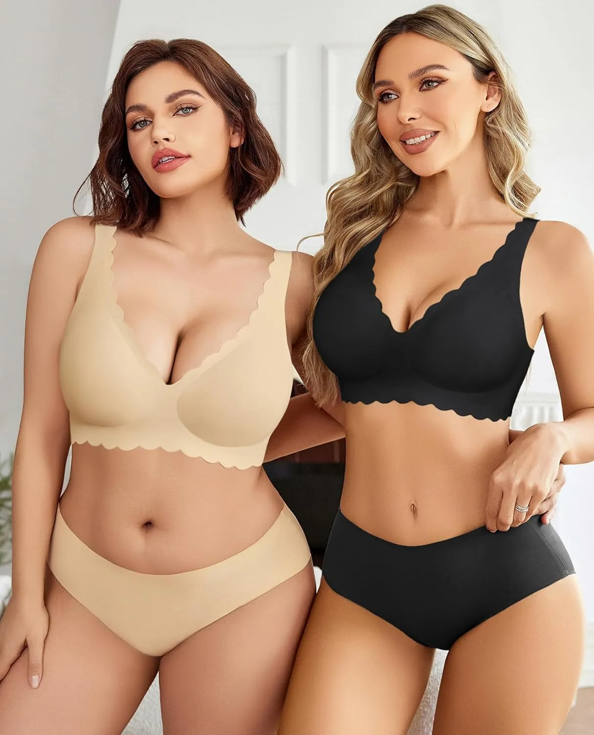 Avidlove Wireless Bra Womens Plunge V Neck Seamless Bras Full Coverage Everyday Bra