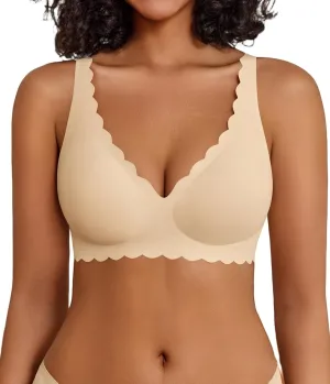 Avidlove Wireless Bra Womens Plunge V Neck Seamless Bras Full Coverage Everyday Bra