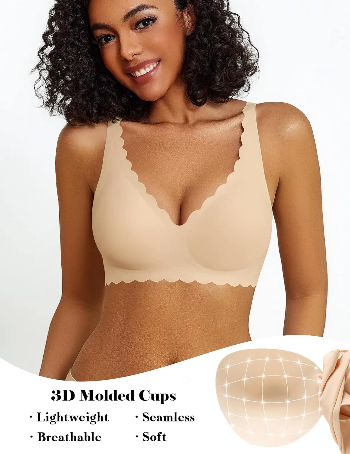 Avidlove Wireless Bra Womens Plunge V Neck Seamless Bras Full Coverage Everyday Bra