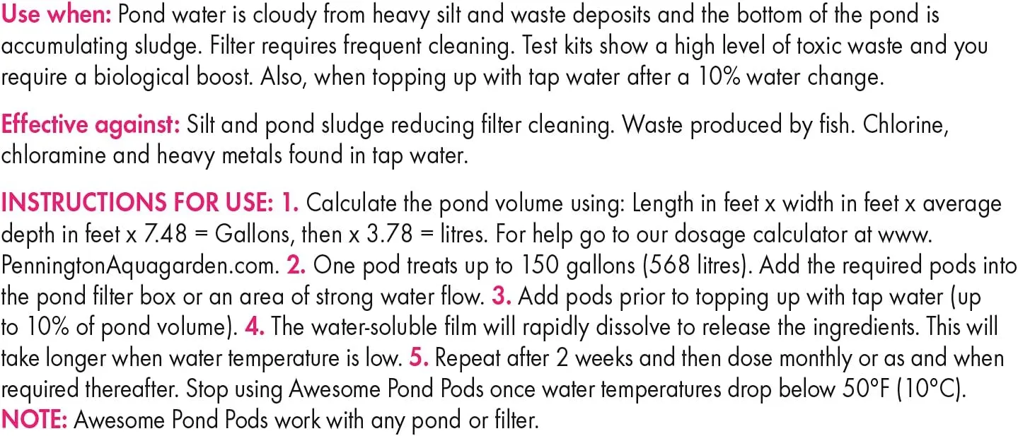 Awesome Pond Pods, Eats Pond Sludge, Makes Tapwater Safe, Reduces Filter Cleaning - 12 Pack