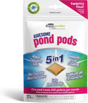 Awesome Pond Pods, Eats Pond Sludge, Makes Tapwater Safe, Reduces Filter Cleaning - 24 Pack