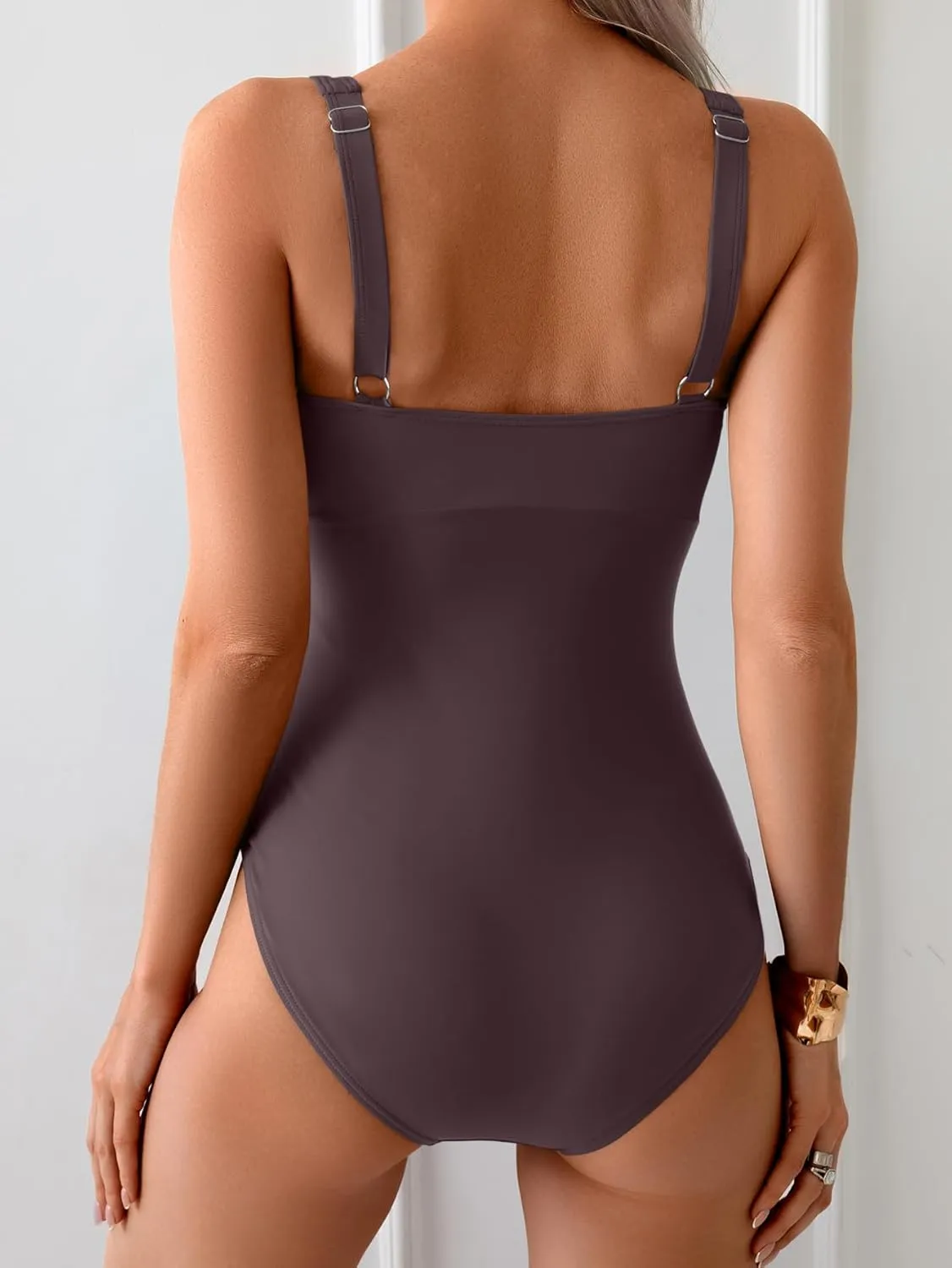 B2prity Womens One Piece Swimsuit Tummy Control Slimming Bathing Suit High Waisted Ruched Swim Suit Color Block Swimwear