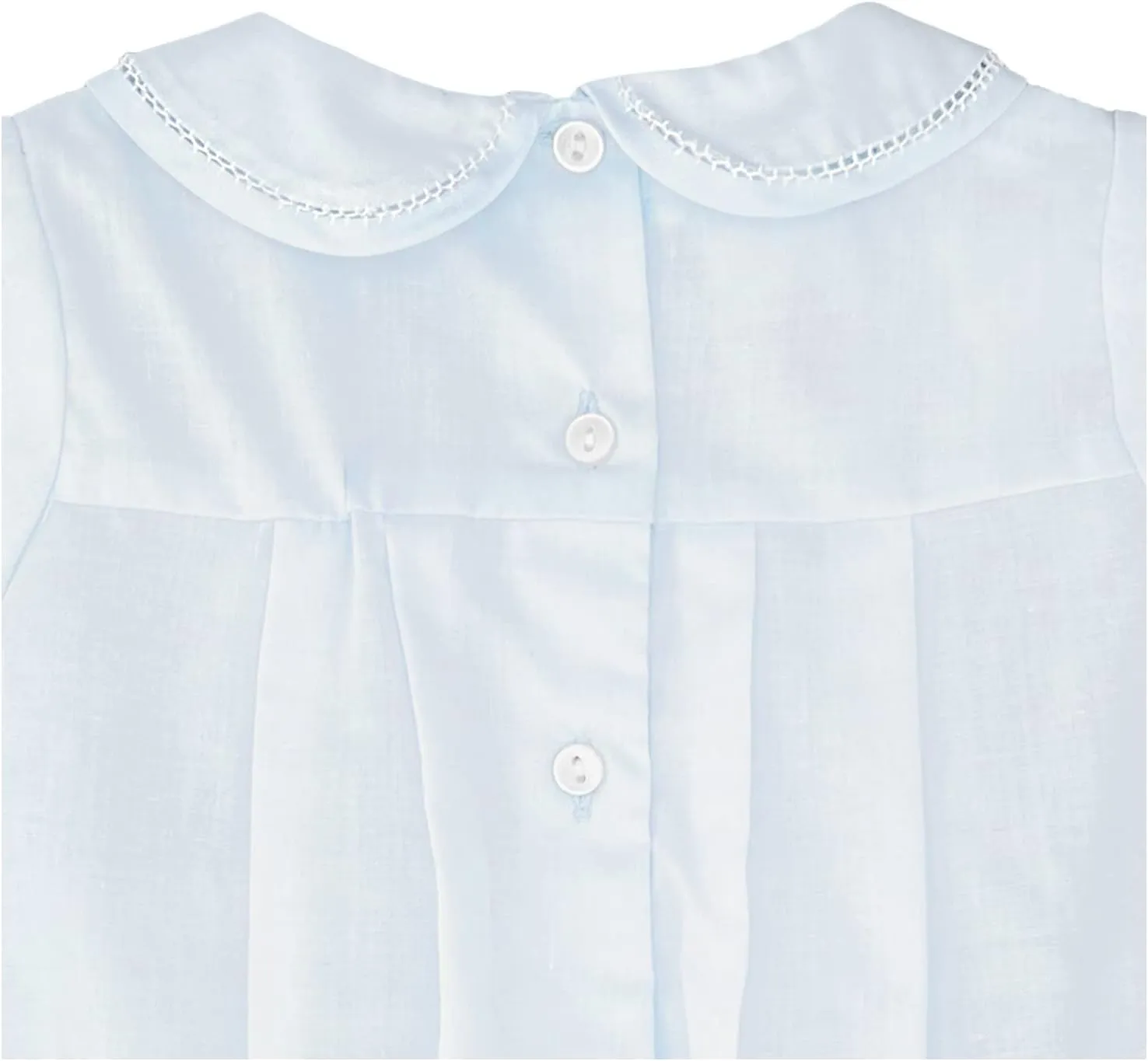 Baby Boys' Romper with Pleats and Feather Stitching, Blue