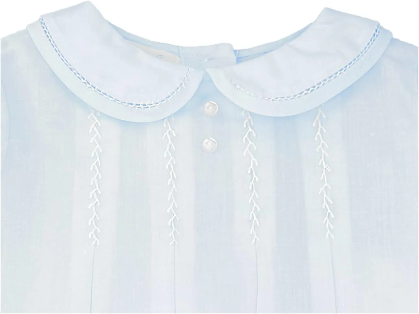 Baby Boys' Romper with Pleats and Feather Stitching, Blue