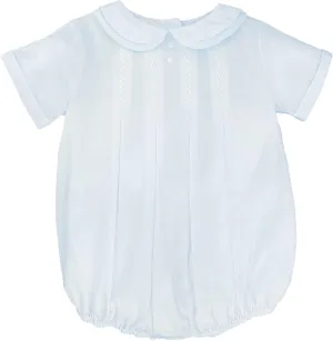 Baby Boys' Romper with Pleats and Feather Stitching, Blue