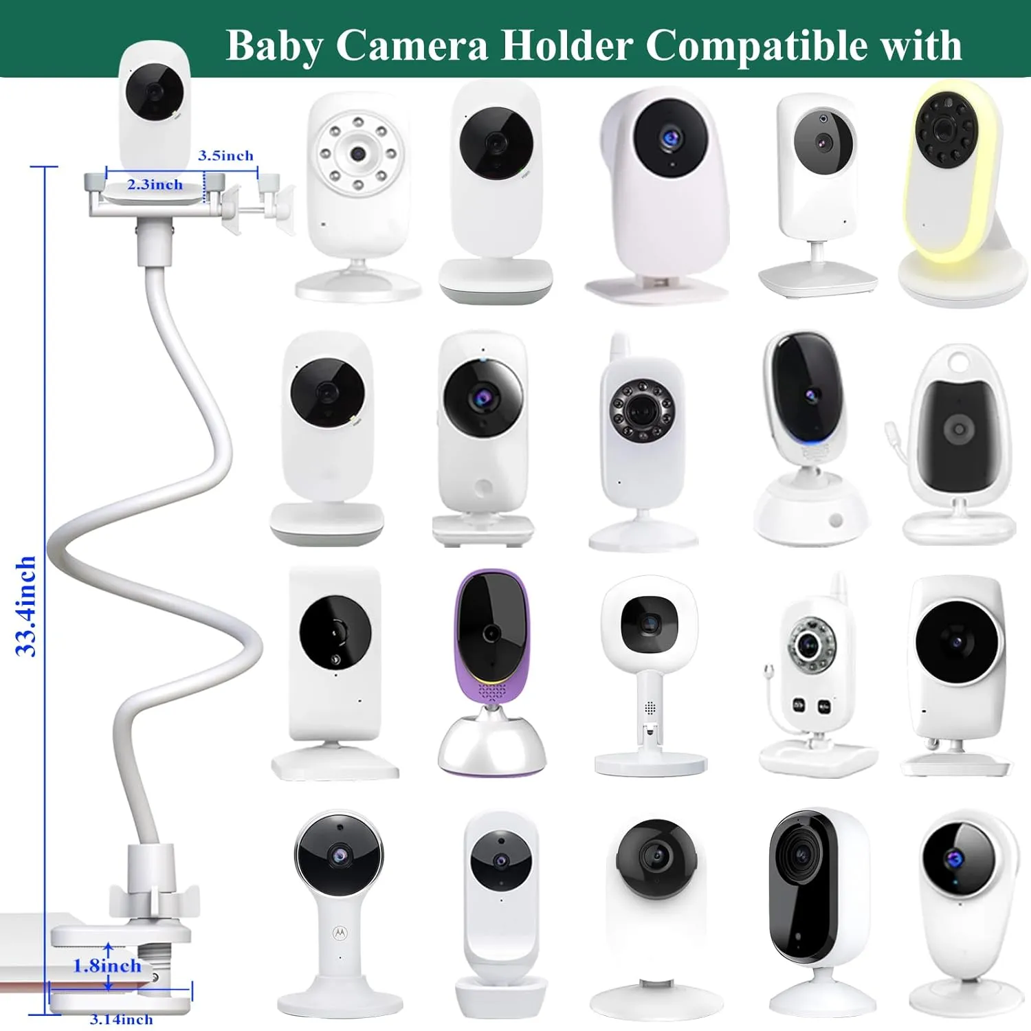 Baby Camera Monitor Mount Stand Holder Compatible with VTech VM924/ 901/928HD /5263/5755 /5764HD /7764HD/5766/5263/BM5254/ RM5755/ Leapfrog LF920HD/RM7768HD/LF815HD/LF1726FHD /LF2413 Camera