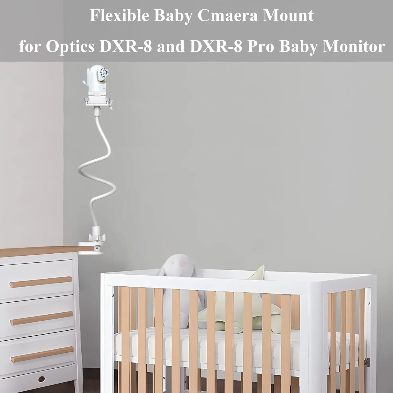 Baby Camera Mount Flexible Baby Monitor Holder Stan Shelf Compatible with Infant Optics DXR-8 and DXR-8 PRO Baby Monitor,Any Cameras with 1/4" Screw Stan(33.4 inch/Camera Not Included)