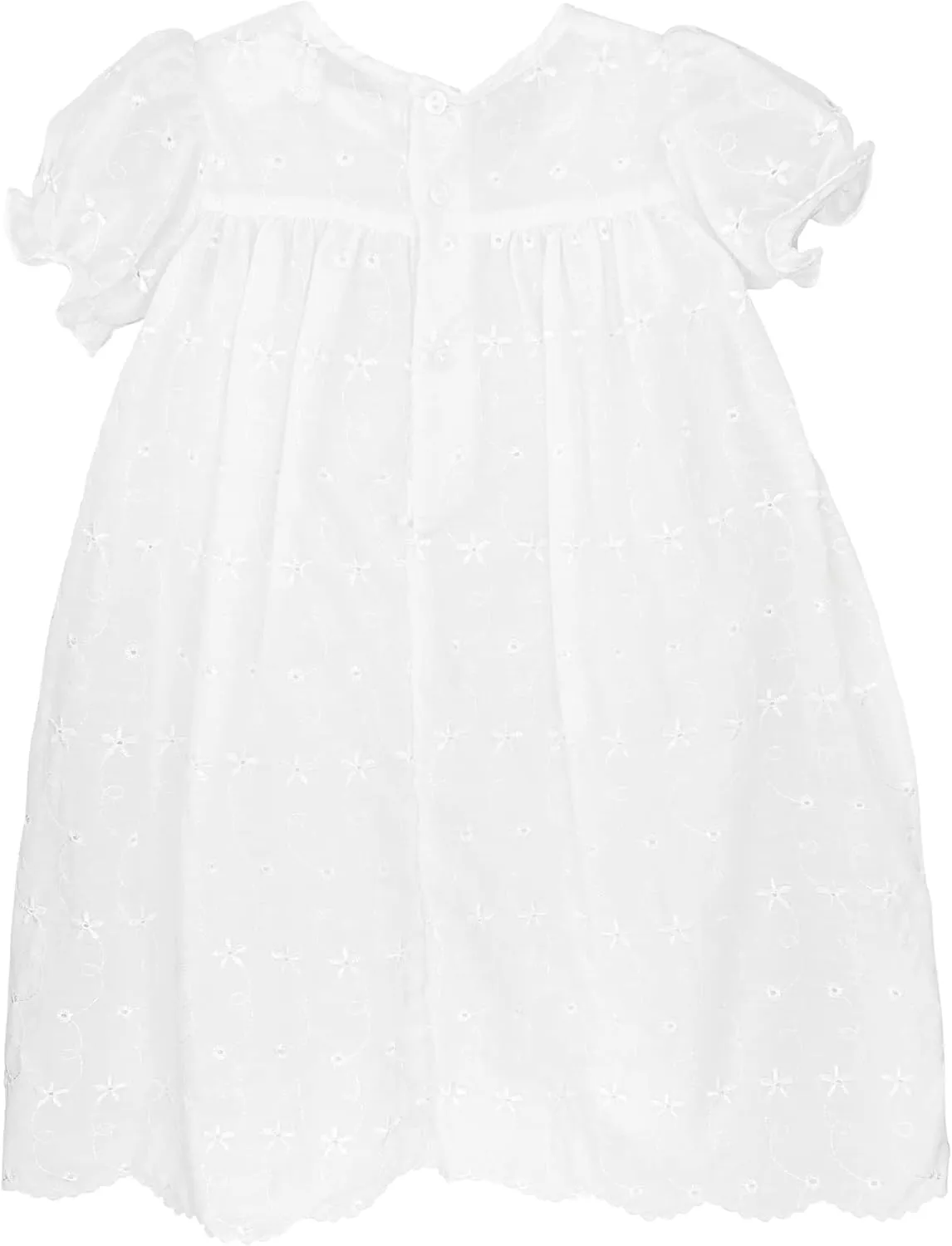 Baby Girls' Hand-Embroidered Eyelet Christening Gown, White