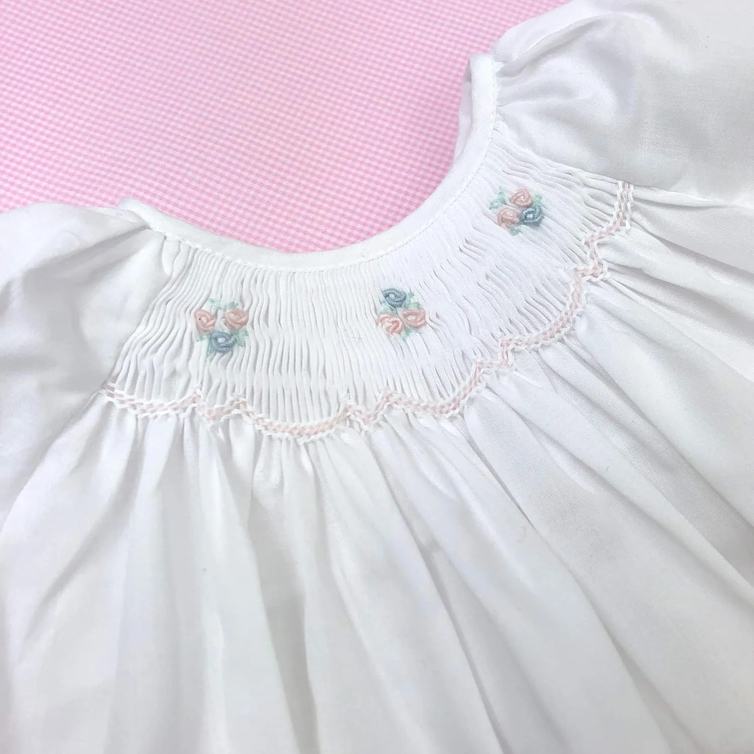 Baby Girls' Hand-Embroidered Smocked Bubble