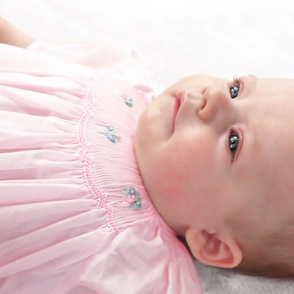 Baby Girls' Hand-Embroidered Smocked Bubble
