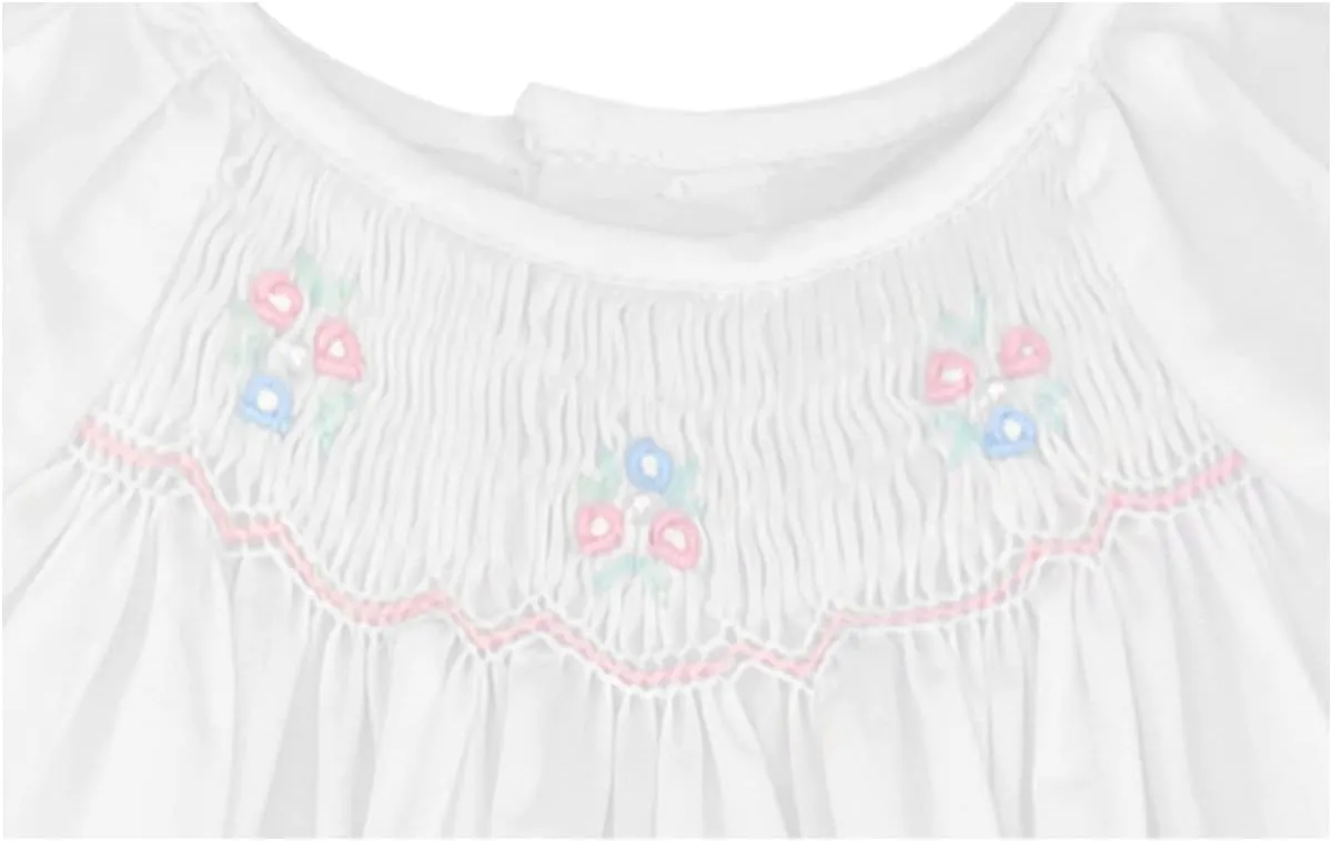 Baby Girls' Hand-Embroidered Smocked Bubble