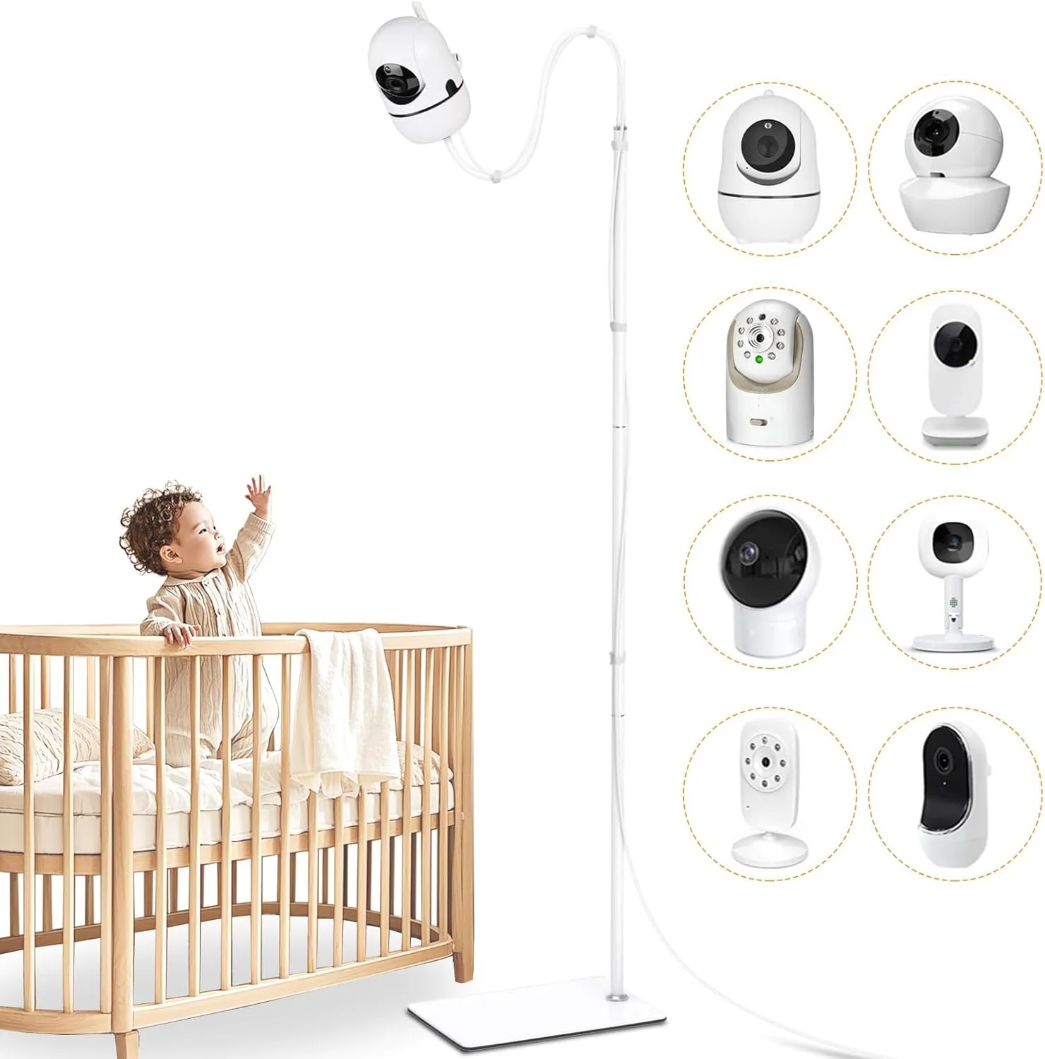 Baby Monitor Floor Stand Holder, Adjustable Baby Monitor Mount Compatible with HelloBaby, Infant Optics, Nanit Pro, Owlet, Babysense, Baby Ganibs, Bonoch, Universal Baby Camera Stand