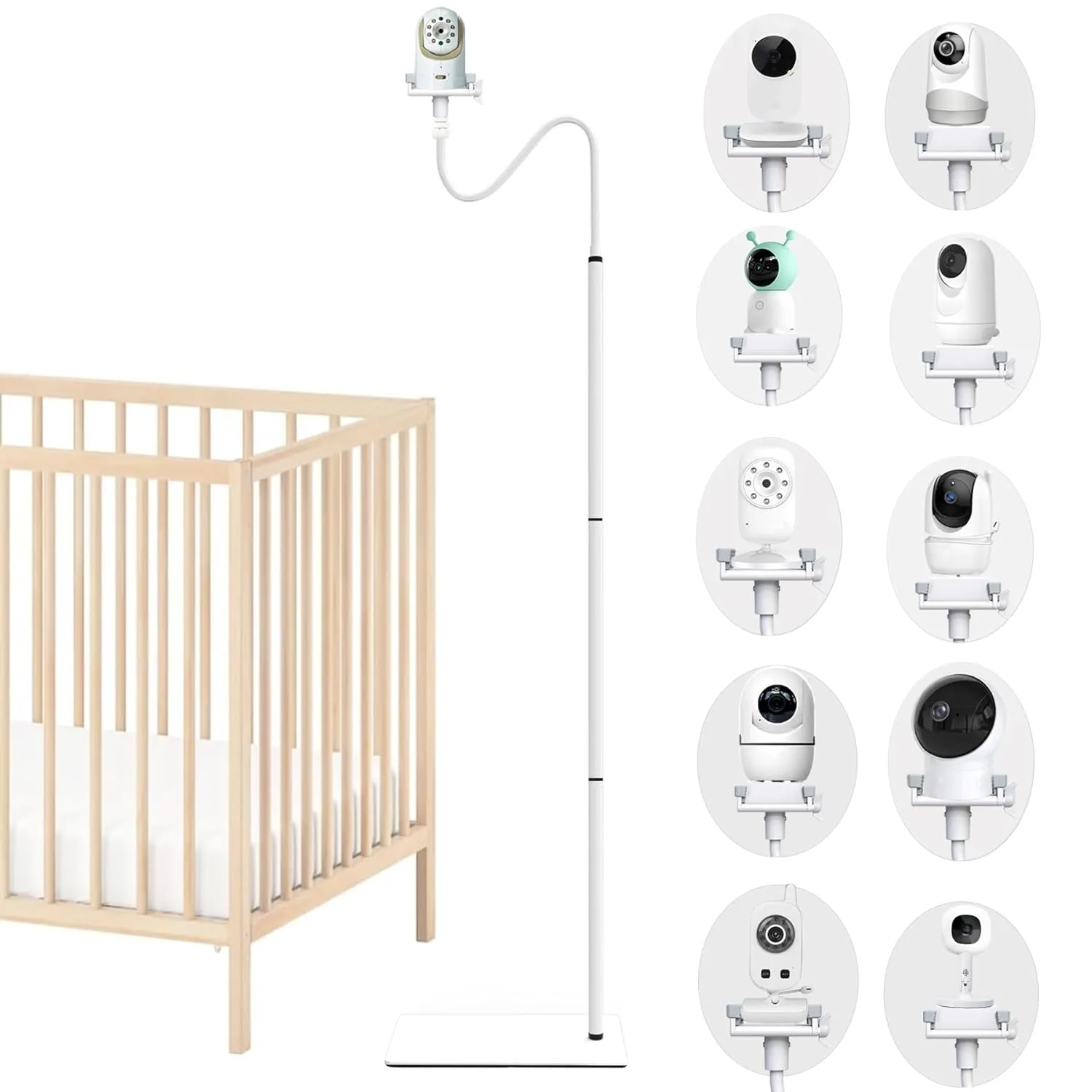 Baby Monitor Mount Floor Stand Holder Shelf Compatible with Infant Optics DXR-8 and DXR-8 PRO, Nanit Pro & Flex Stand,Eufy,HelloBaby,Momcozy BM01/BM03, Baby Camera Mount Holder (68.8 inch)