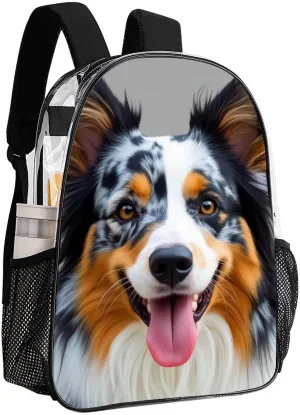 Backpack Anti-Theft Multipurpose Large Capacity Carry On Bag - Animal Australian Shepherd Camping Outdoor Backpack Transparent Bag