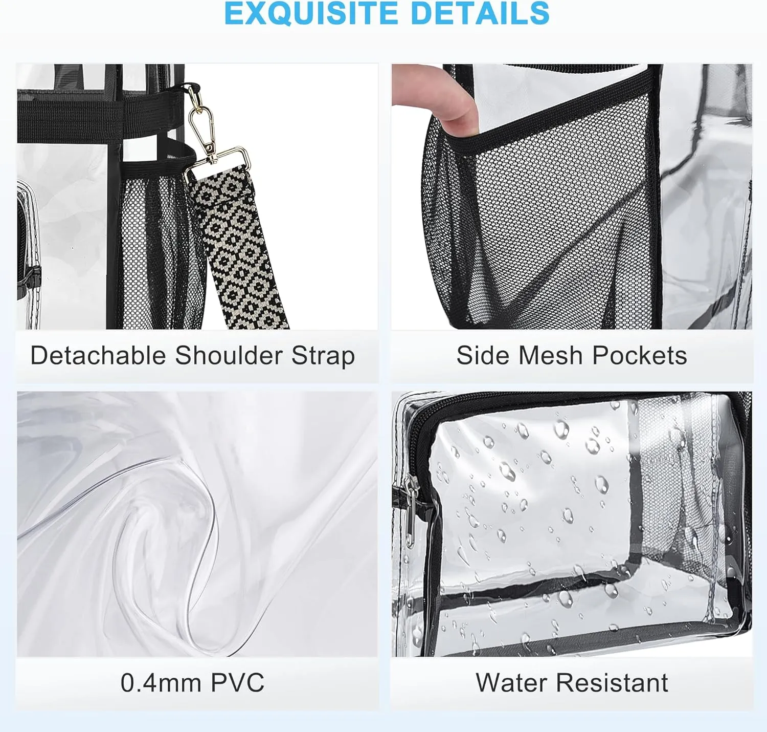 Bagenius Clear Bag Stadium Approved 12×6×12 Clear bag for Stadium Events Sports Concert Festival Work