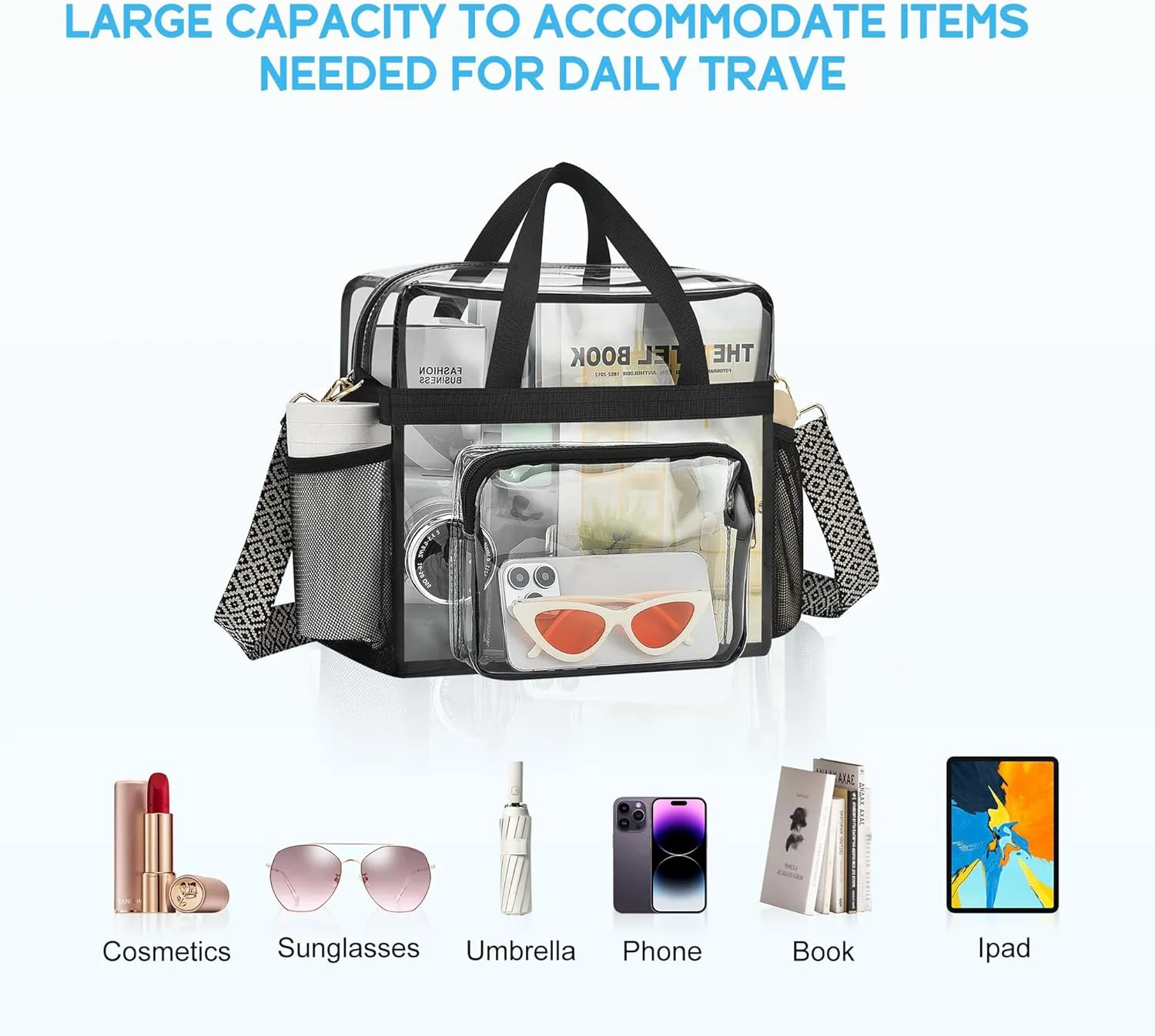 Bagenius Clear Bag Stadium Approved 12×6×12 Clear bag for Stadium Events Sports Concert Festival Work