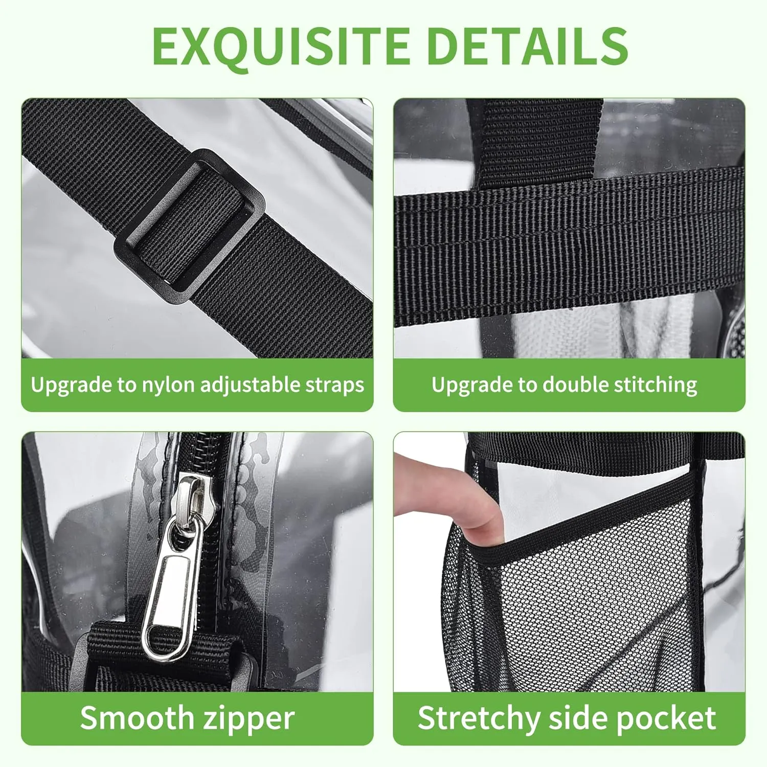 Bagenius Clear Bag Stadium Approved 12×6×12 Clear bag for Stadium Events Sports Concert Festival Work