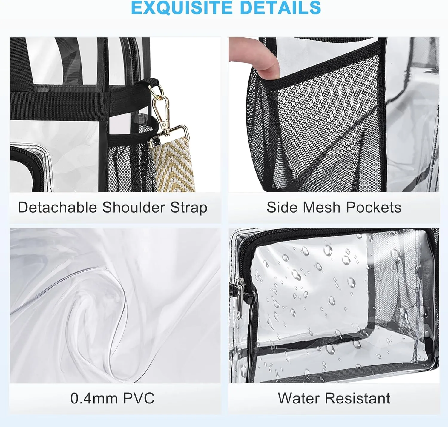 Bagenius Clear Bag Stadium Approved 12×6×12 Clear bag for Stadium Events Sports Concert Festival Work