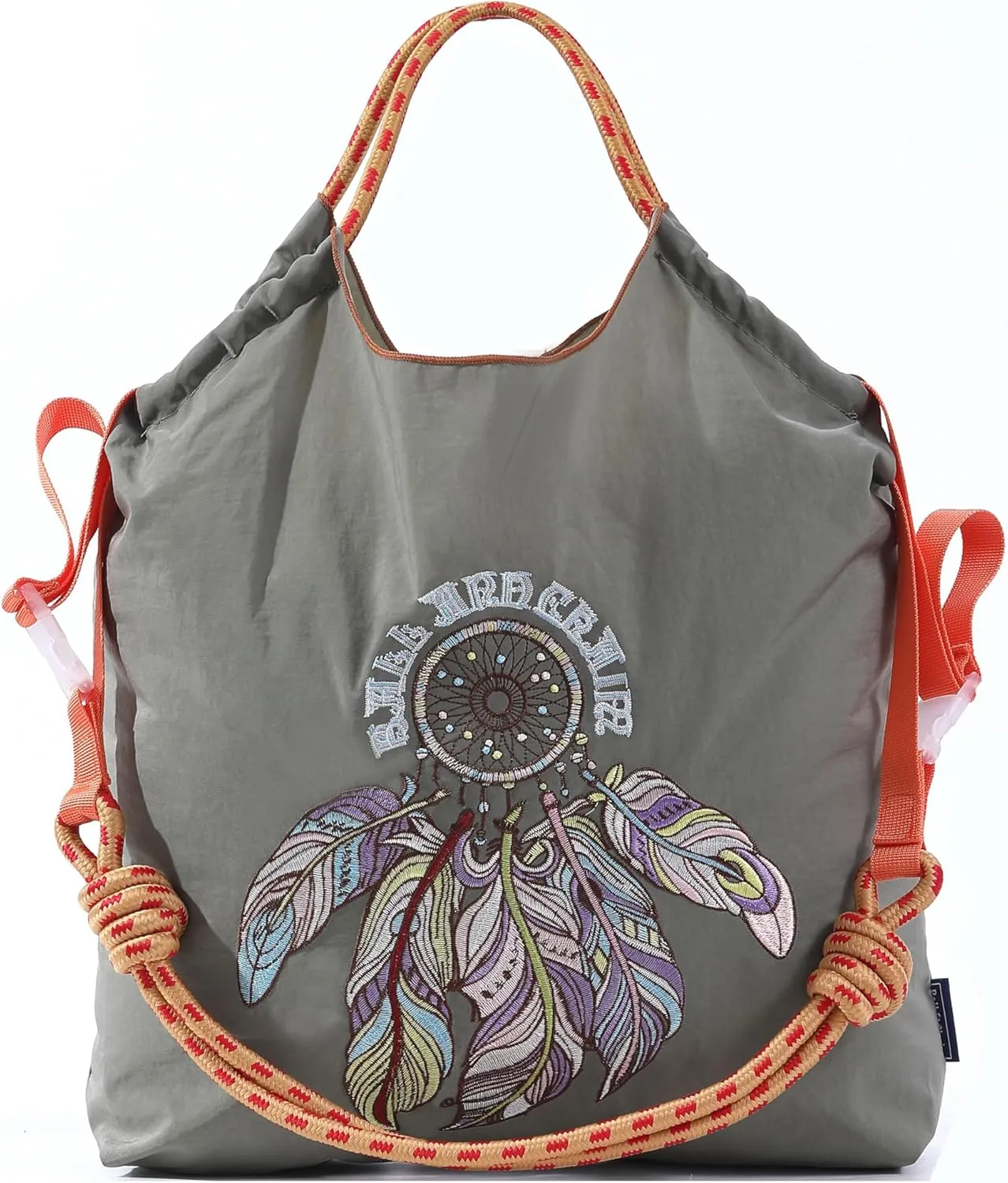 Ball&Chain Embroidery Initial Nylon Tote Bag,Personalized Present Suitable for Travel,Beach,is a Great Gift Women, Mom