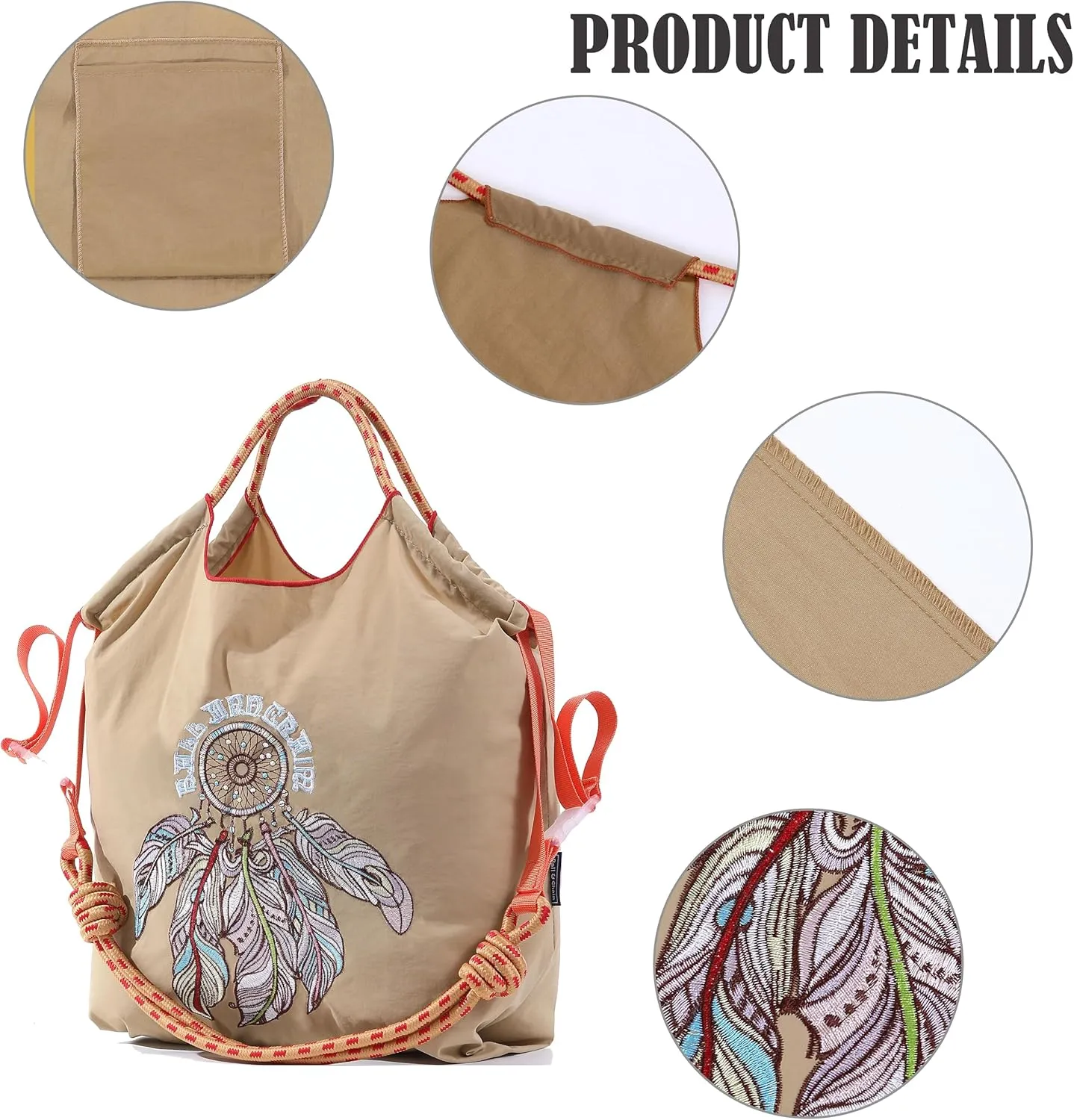 Ball&Chain Embroidery Initial Nylon Tote Bag,Personalized Present Suitable for Travel,Beach,is a Great Gift Women, Mom