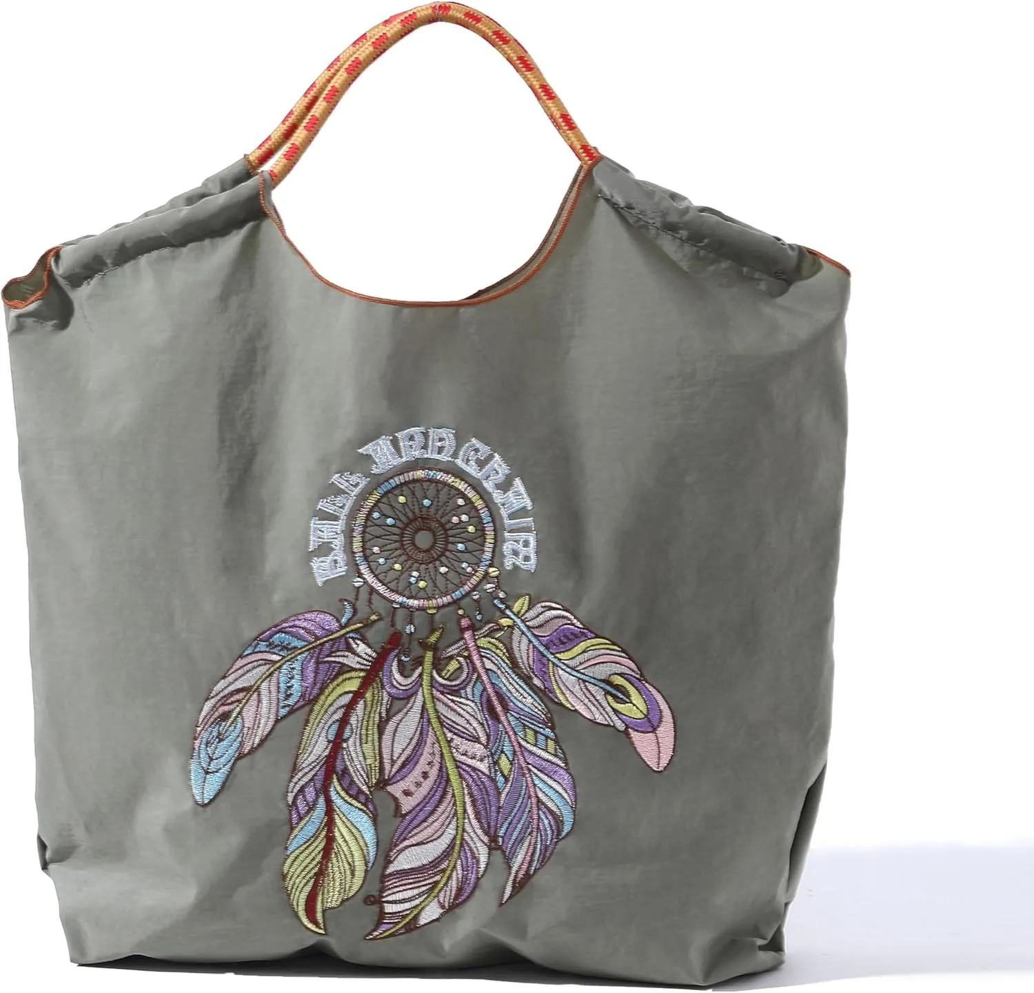 Ball&Chain Embroidery Initial Nylon Tote Bag,Personalized Present Suitable for Travel,Beach,is a Great Gift Women, Mom