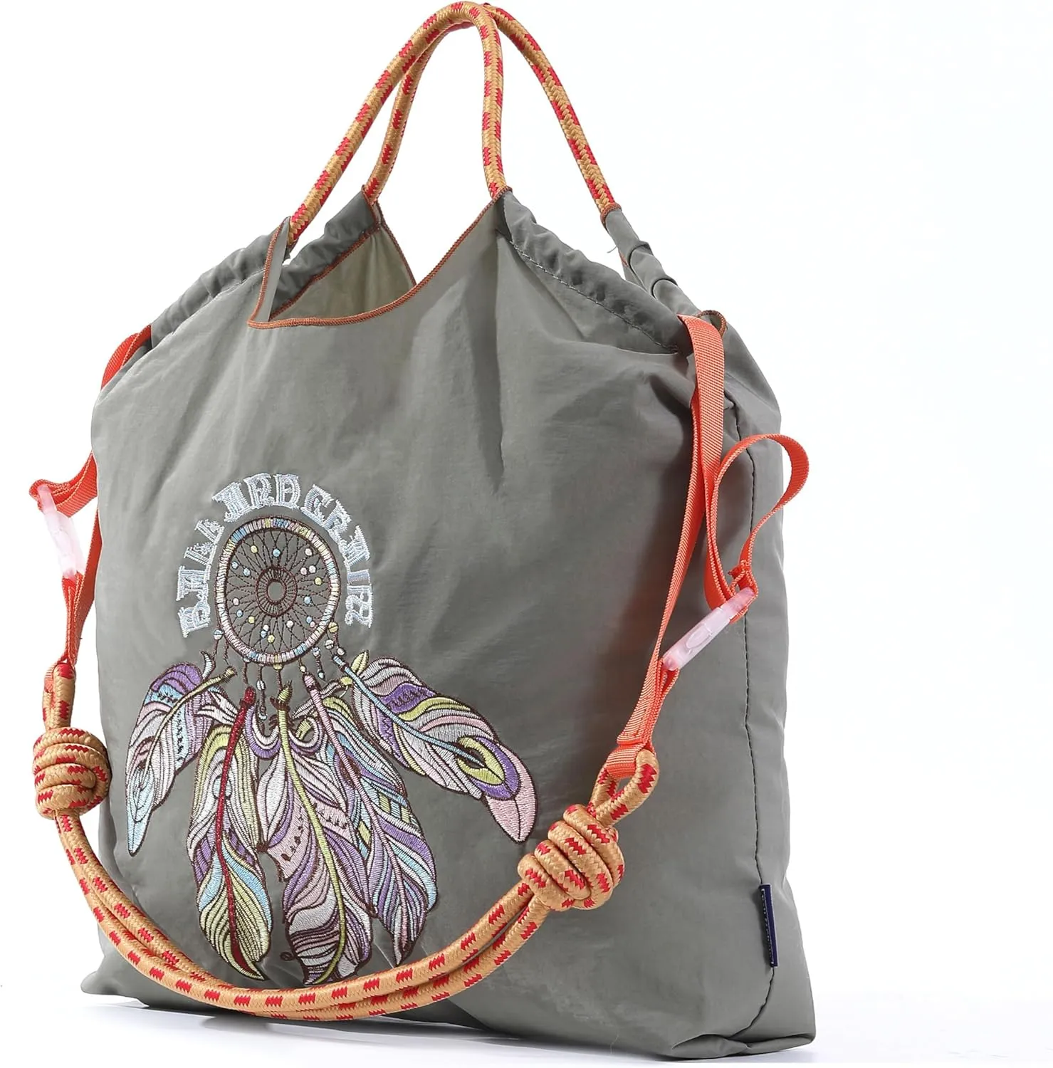 Ball&Chain Embroidery Initial Nylon Tote Bag,Personalized Present Suitable for Travel,Beach,is a Great Gift Women, Mom