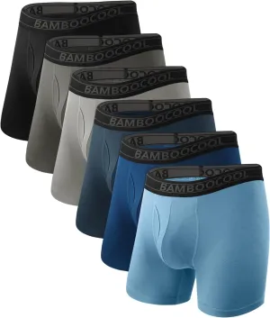 BAMBOO COOL Breathable Men's Underwear Modern Multipack Comfortsoft Moisture-Wicking Boxer Briefs 6 Pack