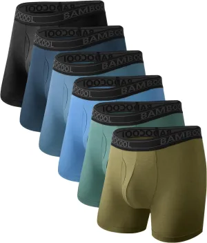 BAMBOO COOL Breathable Men's Underwear Modern Multipack Comfortsoft Moisture-Wicking Boxer Briefs 6 Pack