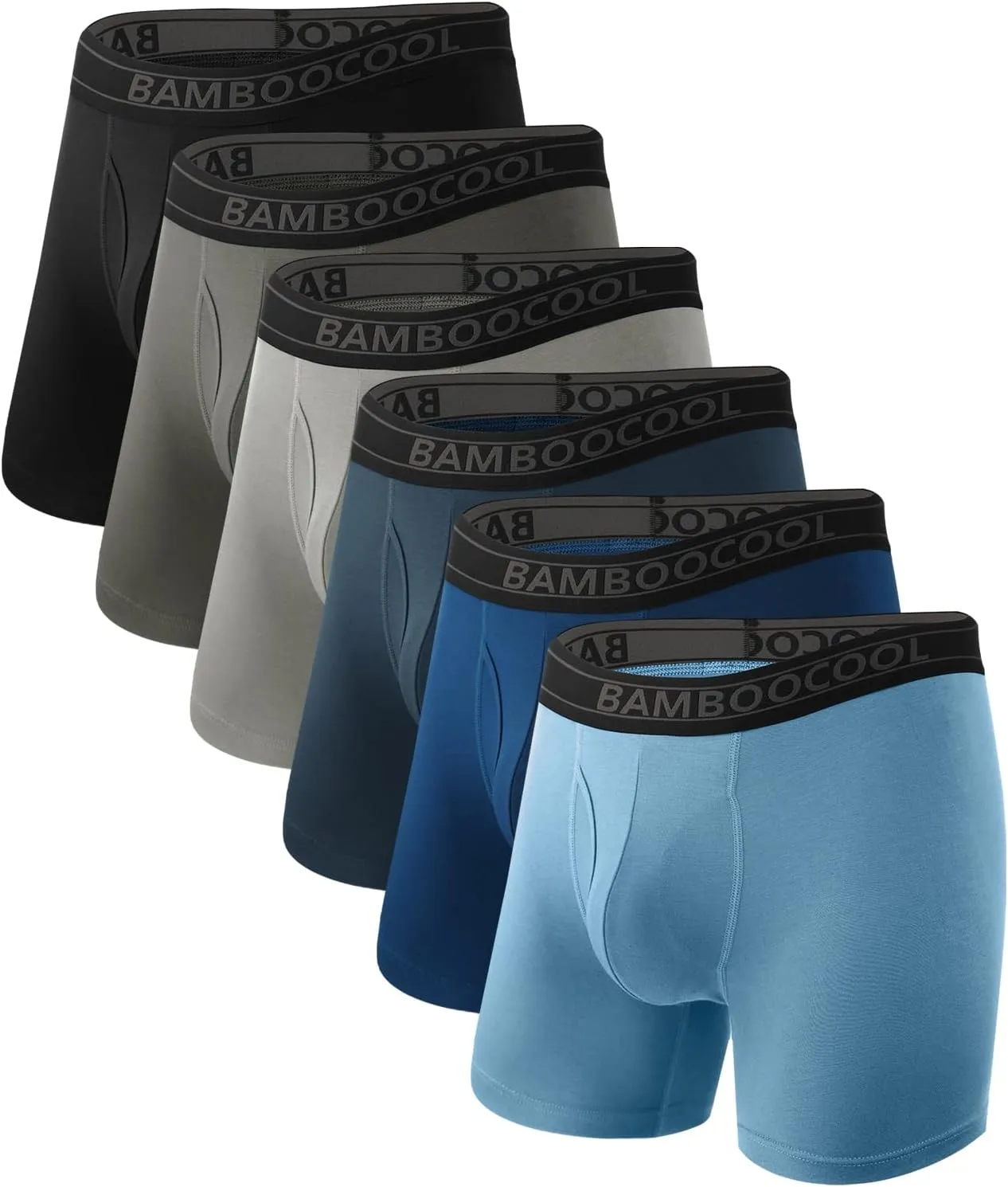 BAMBOO COOL Breathable Men's Underwear Modern Multipack Comfortsoft Moisture-Wicking Boxer Briefs 6 Pack