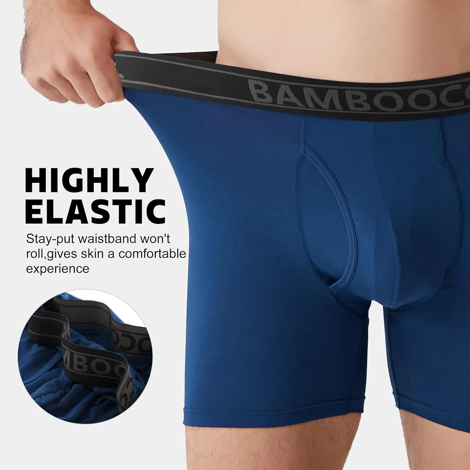 BAMBOO COOL Breathable Men's Underwear Modern Multipack Comfortsoft Moisture-Wicking Boxer Briefs 6 Pack