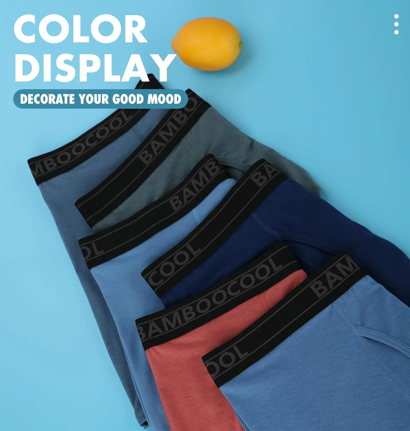 BAMBOO COOL Breathable Men's Underwear Modern Multipack Comfortsoft Moisture-Wicking Boxer Briefs 6 Pack