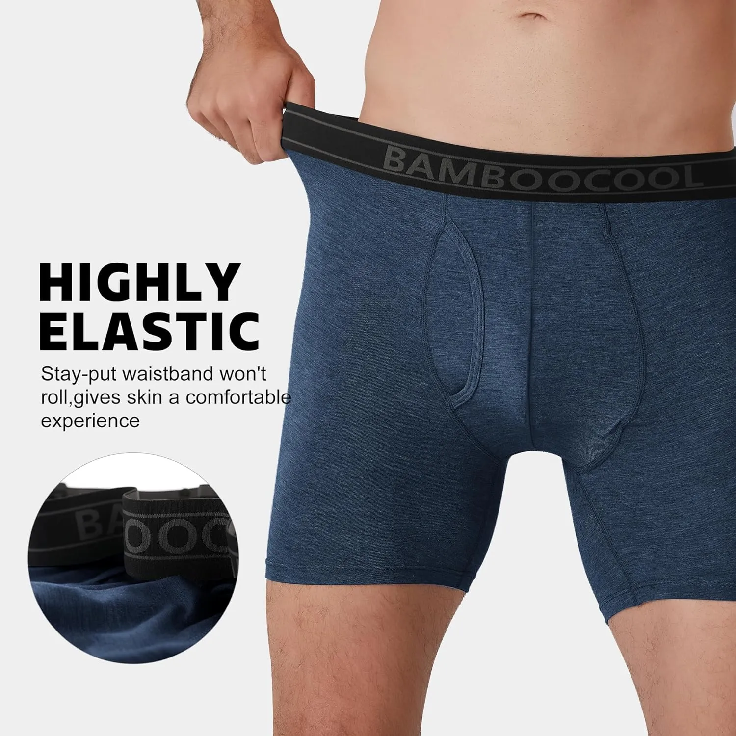 BAMBOO COOL Breathable Men's Underwear Modern Multipack Comfortsoft Moisture-Wicking Boxer Briefs 6 Pack