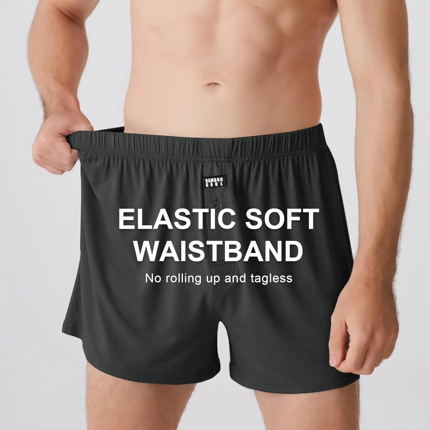 BAMBOO COOL Men's Boxers Underwear Boxer Shorts for Men Classic Lounge Loose Stretch Short (3 or 5 Pack)