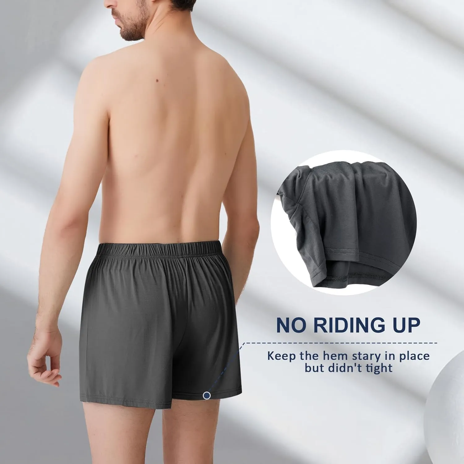 BAMBOO COOL Men's Boxers Underwear Boxer Shorts for Men Classic Lounge Loose Stretch Short (3 or 5 Pack)