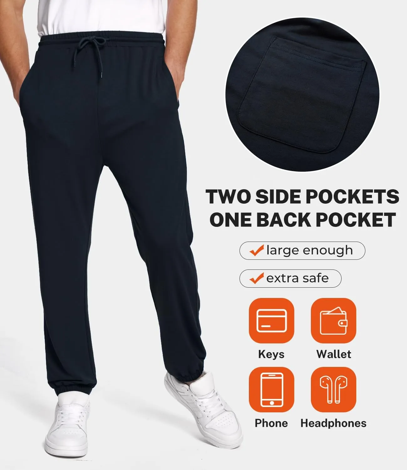 BAMBOO COOL Mens Sweatpants Lightweight Athletic Pants for Workout Jogging Running Gym Dry Loose-fit Tapered Joggers