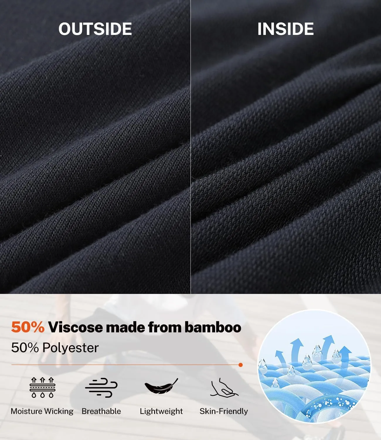 BAMBOO COOL Mens Sweatpants Lightweight Athletic Pants for Workout Jogging Running Gym Dry Loose-fit Tapered Joggers