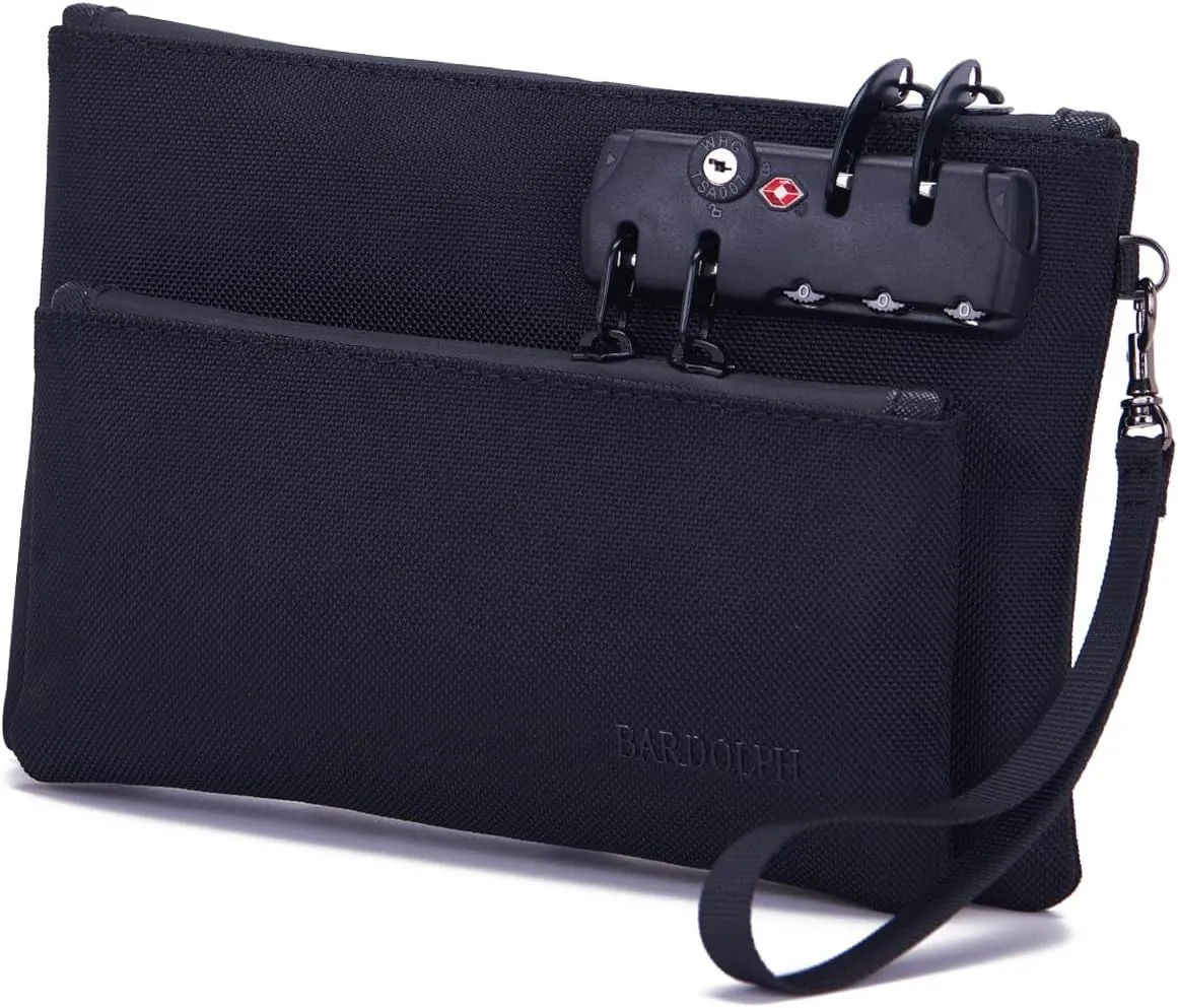 BARDOLPH Double Layer Money Bag With Lock - Accessories Pouch for Men & Women, Bank, Passports, Notary Supplies, Valuable Storage, Cash With Zipper