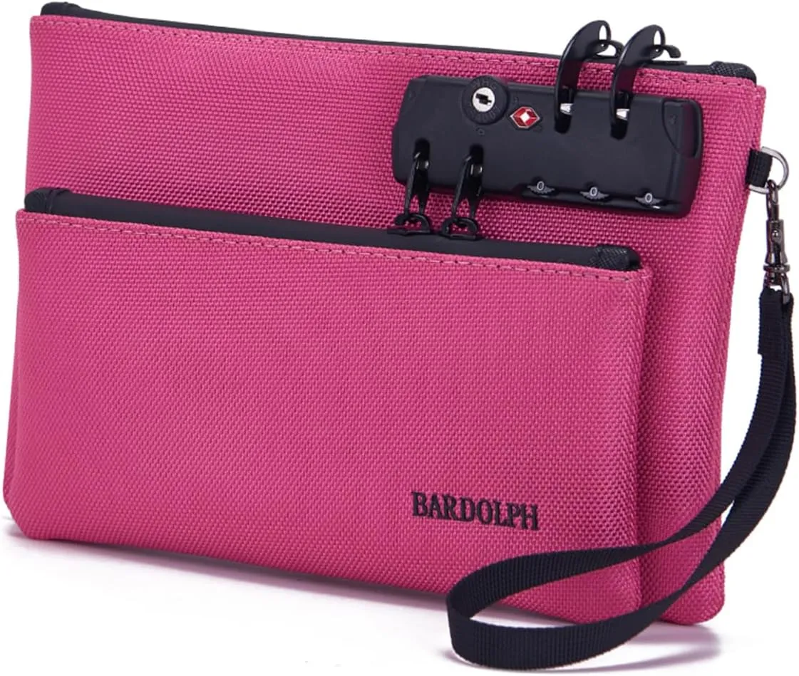 BARDOLPH Money Bag with Lock and Zipper, Double Layer Men & Women's Locking Accessories Pouch for Bank, Passports, Notary Supplies, Valuable Storage
