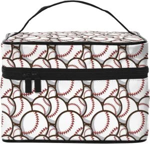 Baseball Travel Makeup Bag for Women Large Cosmetic Bags Portable Makeup Organizer Bag Vacation Toiletry Bag Girls Makeup Storage Case
