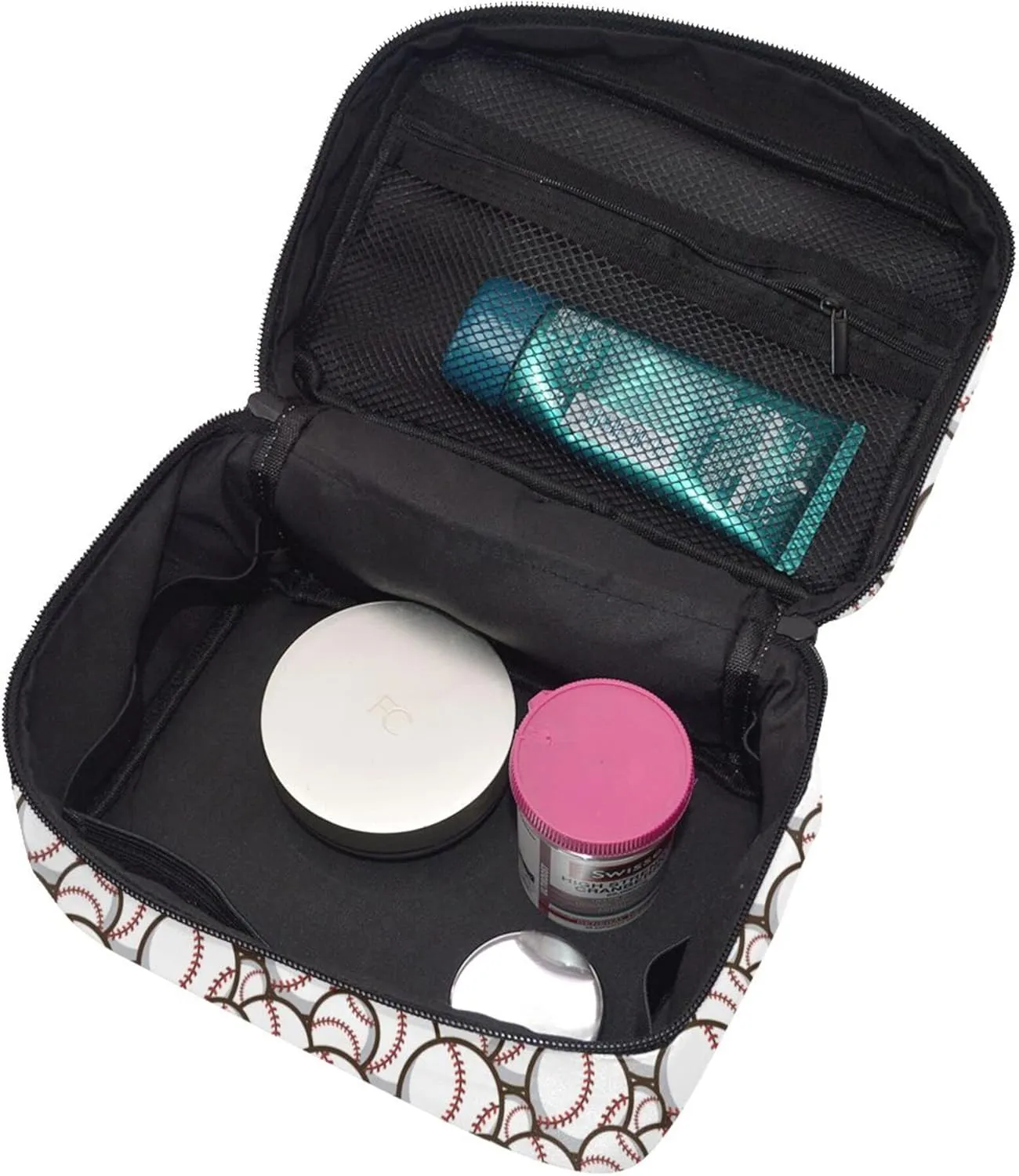 Baseball Travel Makeup Bag for Women Large Cosmetic Bags Portable Makeup Organizer Bag Vacation Toiletry Bag Girls Makeup Storage Case