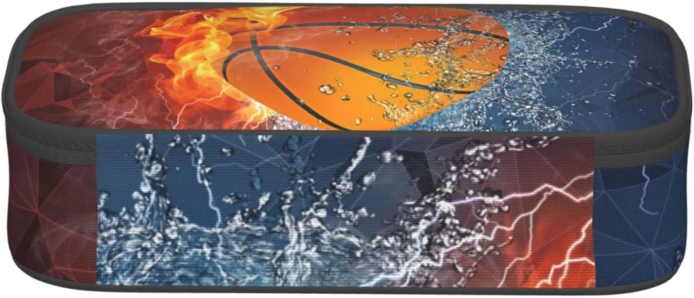 Basketball Pencil Case Cool Sports-themed Pencil Box Portable Pen Bag Pouch with Zipper for Teens Boys Girls Stationery Supplies Organizer Multifunction Bag for Business Office
