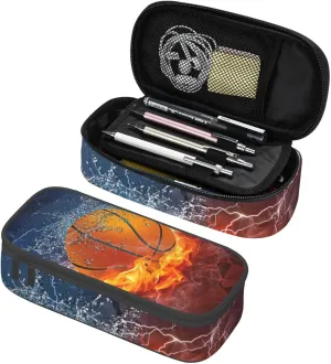 Basketball Pencil Case Cool Sports-themed Pencil Box Portable Pen Bag Pouch with Zipper for Teens Boys Girls Stationery Supplies Organizer Multifunction Bag for Business Office