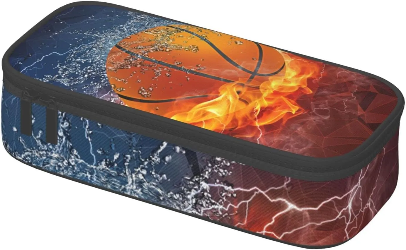 Basketball Pencil Case Cool Sports-themed Pencil Box Portable Pen Bag Pouch with Zipper for Teens Boys Girls Stationery Supplies Organizer Multifunction Bag for Business Office