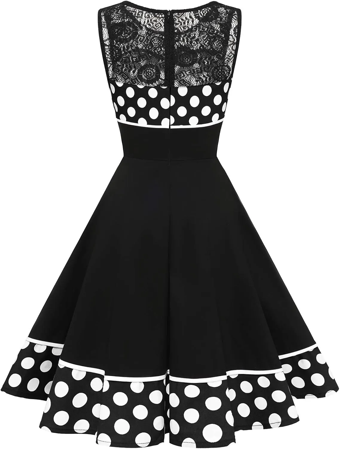 Bbonlinedress Women's 50s Vintage Floral Lace Retro Rockabilly Sleeveless Round Neck Cocktail Party Swing Dress