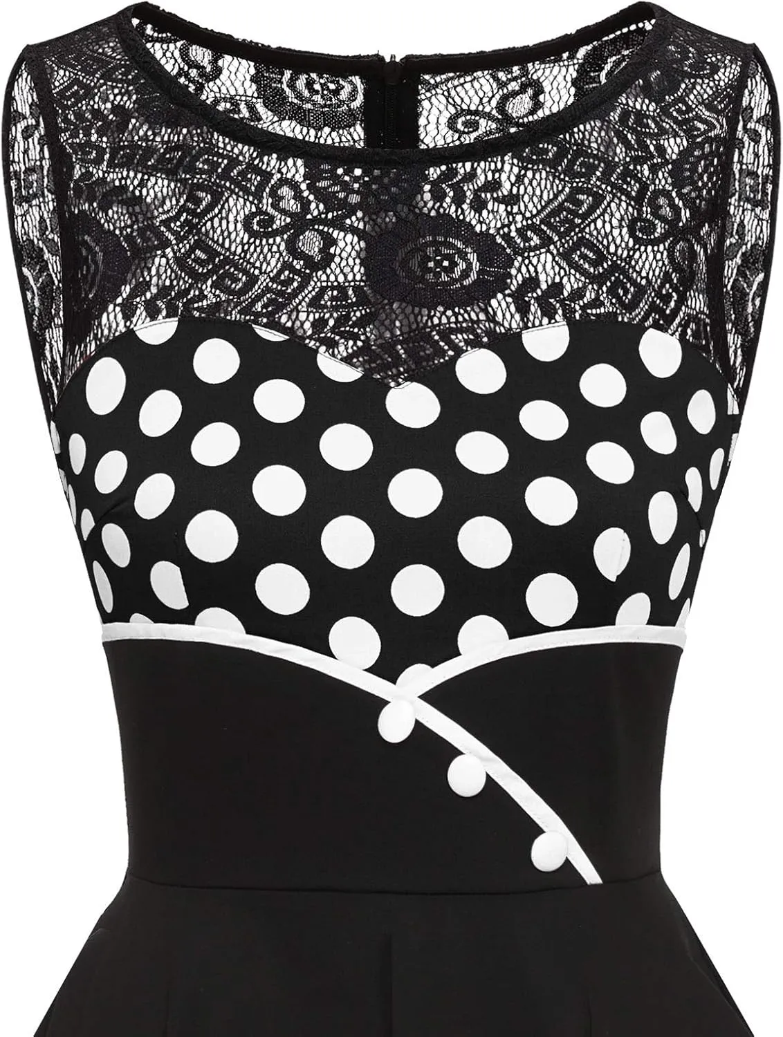 Bbonlinedress Women's 50s Vintage Floral Lace Retro Rockabilly Sleeveless Round Neck Cocktail Party Swing Dress