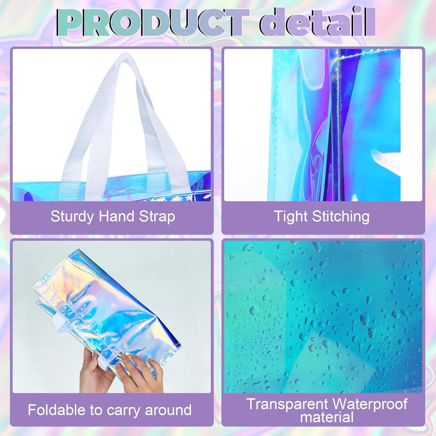 BBTO 6 Pcs Clear Tote Bag Stadium Approved Plastic Hand Bag