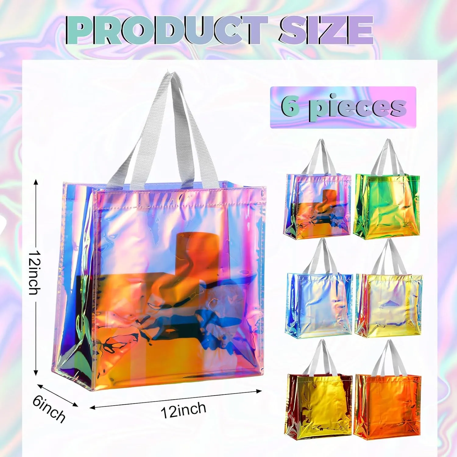 BBTO 6 Pcs Clear Tote Bag Stadium Approved Plastic Hand Bag
