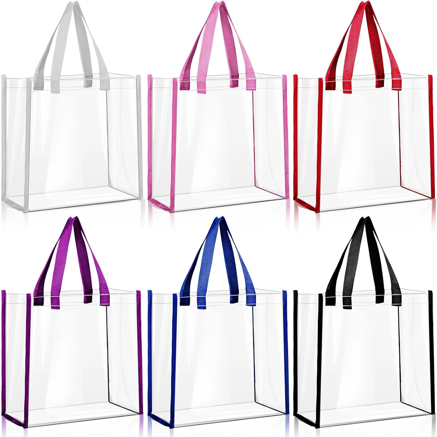 BBTO 6 Pcs Clear Tote Bag Stadium Approved Plastic Hand Bag