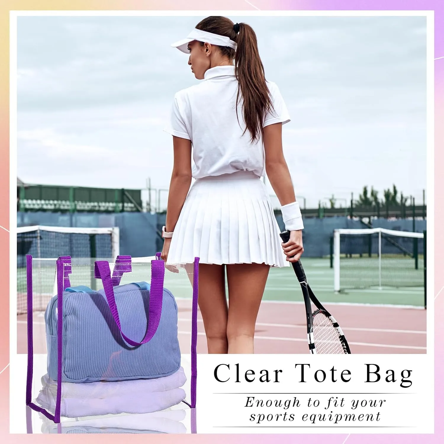 BBTO 6 Pcs Clear Tote Bag Stadium Approved Plastic Hand Bag